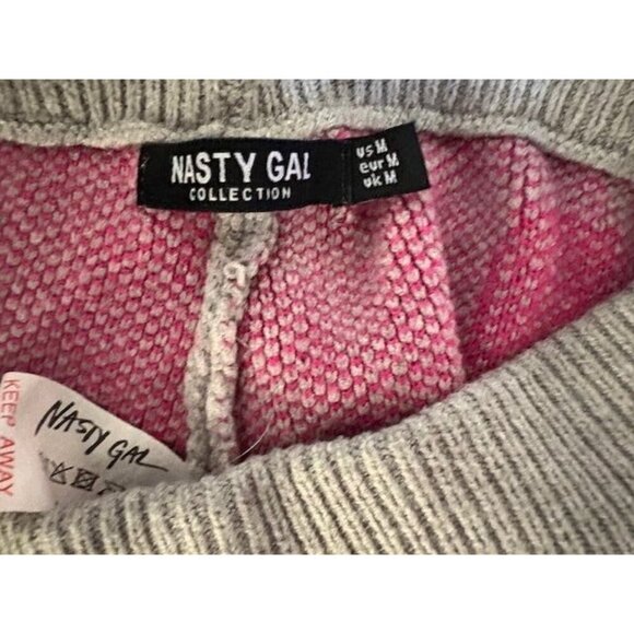Gray & Pink Heart Print Knit Sweater & Shorts Lounge Set Nasty Gal M - Picture 3 of 5